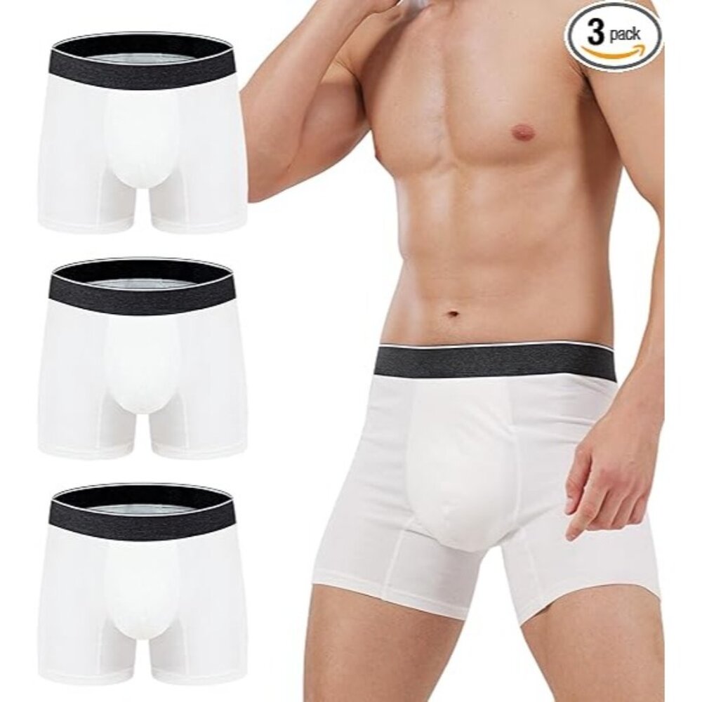 Incontinence Underwear Fly Front Opening Absorbent Leak Proof Boxer Brief 3 Pack